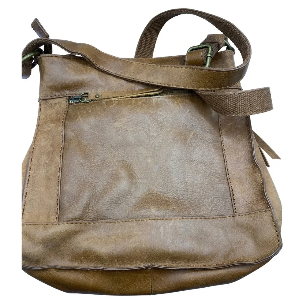 Lucky Brand Brown Leather Quilted‎ Diamond Crossbody Messenger Bag Boho Tassel